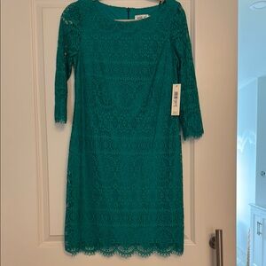 Eliza J size 6 Elegant Teal Lace Dress